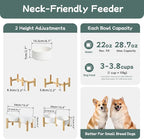 Havniva Ceramic Raised Double Bowls Set with Stand, 2 Heights Elevated, Food & Water Bowls for Small Breed Dogs, Weighted Dog Dishes, Pet Bowl(6.1'',28.7oz, White)