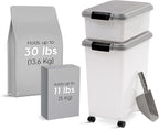 IRIS USA 30 lbs & 11 lbs Combo Airtight Dog Food Storage Container, Stackable Treat Box, 2-Cup Scoop, Wheels, Keep Fresh, Easy Mobility, Silver
