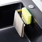 Sponge Holder for Kitchen Sink, Adhesive Dishcloth Holder, Dish Sponge Kitchen Sink Caddy 2 In 1, Metal Dishcloth Racks Sink for Dishcloths, Sponges, Brushes and Glove (Sliver)
