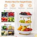 Lifewit Plastic Fruit Bowl for Kitchen Counter, 3 Tier Fruit Basket with Gold Metal Stand, Tiered Fruit Holder for Countertop Serving Tray for Vegetable/Dessert in Party 28 x 21 x 35cm/11 x 8.4 x 14