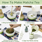 Matcha Whisk Set, 7Pcs Green Matcha Kit for Ceremony, Handcrafted Gifts for Women, Traditional Ceramic Matcha Bowl with Spout, Bamboo Whisk and Holder, Tea Set for Matcha Lovers, Gift for Christmas
