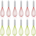 16 Sets 8 Inch Christmas Whisks Gifts DIY Fillable Christmas Tree Ornaments Xmas Colored Silicone Whisks for Cooking Heat Resistant Egg Beaters with Card Rope Bag for Candy Holder