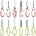 12 Sets 10 Inch Christmas Whisks Gifts DIY Fillable Christmas Tree Ornaments Xmas Colored Silicone Whisks for Cooking Heat Resistant Egg Beaters with Card Rope Bag for Candy Holder