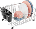 iSPECLE Small in Sink Dish Drying Rack - Stainless Steel Compact Inside Sink Dish Drainer for RV Apartment Kitchen, Rust Resistant, 11.6" W x 13.4" L, Silver