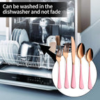 20-Pieces Rose Gold and Pink Silverware Sets for 4,Pink Handle Stainless Steel Cutlery Set, Include Forks Spoons and Knives Set, Dishwasher Safe Utensil Sets for Home Restaurant