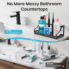 BOTEMY Toothbrush Holder with Instant Drying Stone - Bathroom Counter Organizer, Diatomite Electric Toothbrush Toothpaste Holders, Bathroom Sink Organizers and Storage,Black