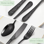 40-Piece Unique Silverware Set,OIULO Embossed Pattern Flatware Set for 8,Stainless Steel Silverware Flatware Cutlery Set,Vintage Fine Utensils Include Knife/Fork/Spoon,Mirror Finished,Dishwasher Safe