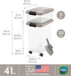 IRIS USA 30 lbs & 11 lbs Combo Airtight Dog Food Storage Container, Stackable Treat Box, 2-Cup Scoop, Wheels, Keep Fresh, Easy Mobility, Chrome