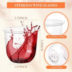 KesaPlan 50 Pcs Disposable Stemless Glasses 12oz Crystal Plastic Wine Glasses Clear Classic Cup for Meeting Weddings Birthdays Cocktail Christmas Party Supplies