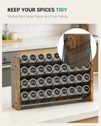 NESAPTO Spice Rack Organizer for Cabinet, Wooden 4 Tier Vertical Seasoning Organizers for Kitchen Pantry, Countertop/Wall Mount, Holds 36 Spice Jars (No Jars Included), 17.2" W × 9.4" H