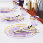 N9R 600PCS Disposable Plastic Plates, Purple Plastic Dinnerware Set Includes 100 Dinner Plates, Dessert Plate, Cups, Spoons, Forks, Knives for 100 Guests, Perfect for Party, Wedding, Birthday