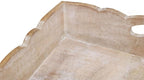 Hand Carved Solid Wood Serving Tray - Decorative Breakfast Tray with Handles - Rustic Food Tray with Intricate Detail - Unique Furnishing Accent - White Wash - 17 x 13 x 2.75 Inches - COTTON CRAFT