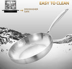 Inqibee 8 Inch Stainless Steel Frying Pan with Lid, Tri-Ply Clad Small Skillet, Induction Ready & Compatible with All Cooktops, Oven and Dishwasher Safe, Non-Toxic PFOA-Free Cookware