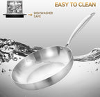 Inqibee 10-12 Inch Tri-Ply Stainless Steel Frying Pans with a Lid,Small Sauté Pan Set,Skillets,Induction Cooking Pans,Pots and Pans Set,Dishwasher and Oven Safe.