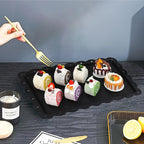 Set of 6 Plastic Serving Trays Food Tray - 14" x 9" Rectangle Serving Platter for Halloween Party Cafeteria Kitchen Restaurant, Small Flat Trays for Dessert Fruit Cookie Snack (6, Black)