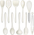 E-far 10 Pieces Silicone Cooking Utensils Set, Heat Resistant Kitchen Utensil Set for Nonstick Cookware, Kitchen Cooking Tools with Spatula, Spoon, Slotted Turner, Non-Toxic & Dishwasher Safe (White)