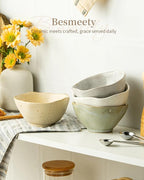 Besmeety 8oz Ceramic Small Bowls Set of 4, Cereal Bowls for Dessert, Fruits, Yogurt, Dipping, Side Dishes, Farmhouse Vintage Color Dinnerware for Kitchen