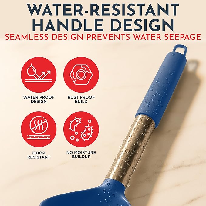 Silicone Kitchen Utensils Set 24 Pieces 450 °F Heat Resistant - Blue Cooking Utensils-Set for Nonstick Cookware - Silicone Spatulas Set, Stainless Steel Handle & Other Kitchen accessories