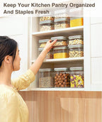 4 Pcs Large Pop Airtight Food Storage Containers Set with Lids, 4.2Qt/4L Food Containers with Scoop, Kitchen Pantry Organization and Storage, BPA Free Stackable Cereal Container (4 * 4.2Qt)