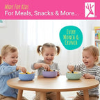 Elk and Friends Kids Porcelain Bowls with Silicone Sleeves | Suitable for Babies/Toddlers | Microwave & Dishwasher Safe | Non Slip Dinnerware | Snack Dishes | 4 Pack