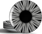 Black and White Striped Ceramic Plates Set of 6-6 Inch Zebra Pattern Dessert & Appetizer Plates, Minimalist Porcelain Dish Set, Microwave, Oven & Dishwasher Safe