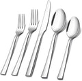 30-Piece Silverware Set, E-far Stainless Steel Flatware Set Service for 6, Modern Tableware Cutlery Set for Home and Restaurant, Square Edge & Mirror Finish, Dishwasher Safe