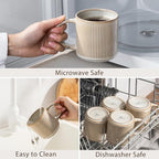 Coffee Mug Set for 4-12oz Ceramic Mugs for Coffee, Tea, Cocoa, Milk, Microwave & Dishwasher Safe, Stoneware Drinkware Set, Beige