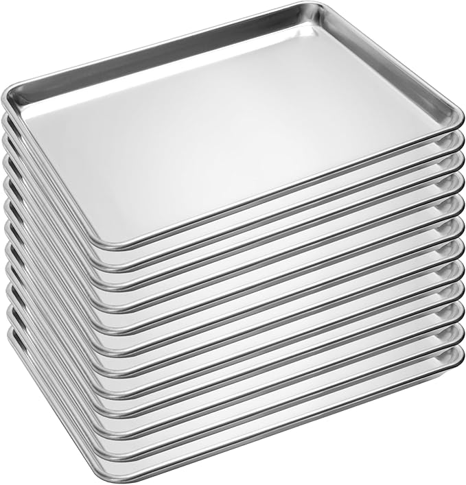 12 Pack Half Size Baking Sheet Pan Aluminum Commercial Pan for Oven Freezer Bakery Hotel Restaurant 18" × 13"