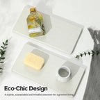 2PCS 10"x 5" Large Bathroom Sink Vanity Trays, Water Absorbing Diatomite Stone Quick Drying Mat for Kitchen Counter, Dish Rack Dispensers Sponge Holder Caddy Organizer, Beige, 10"x 5"