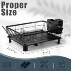 Lyellfe Dish Drying Rack, Rust-Proof Dish Drainer with Drainboard Utensil Cup Holder, Black Iron Dish Rack and Drainboard Set for Kitchen Counter, Over The Sink