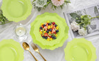 COLOSUS 60 Pack Lime Green White Plastic Bowls, 12 oz Disposable Soup Bowls, Premium Plastic Dinner Bowls,Heavy-duty Dessert Salad Bowl for Party, Wedding, Dinner