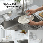 MicoYang Silicone Bathroom Soap Dishes with Drain Spout-Bathroom and Kitchen Sink Organizer,Sponge Holder,Dish Soap Tray,Perfect for Dispenser,Scrubber,Bottle,Cup on Counter Translucent 9.6"×5.3"
