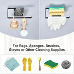 Sponge Holder for Kitchen Sink, Adhesive Dishcloth Holder, Dish Sponge Kitchen Sink Caddy 2 In 1, Metal Dishcloth Racks Sink for Dishcloths, Sponges, Brushes and Glove (Black)