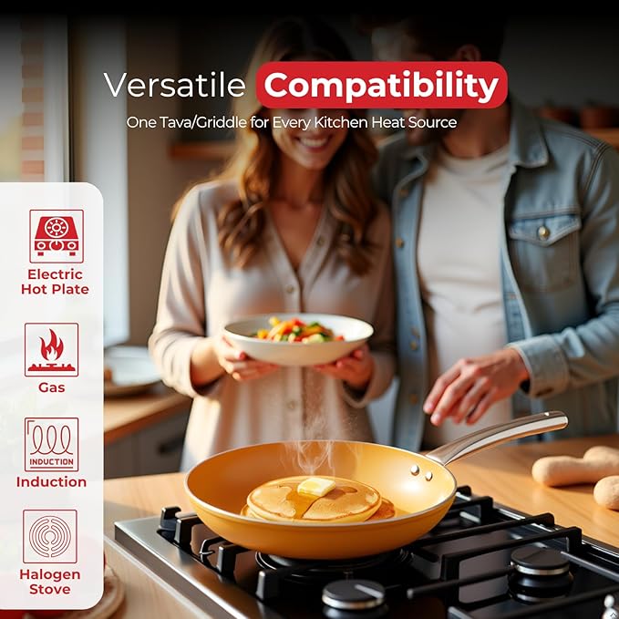 SALFORD 9.7 Inch Nonstick Frying Pan - Ceramic Forged Skillet for Egg Omelet & Pancakes with Bakelite Handle Chef Pan, Induction Compatible - PTFE, PFAS & PFOA Free