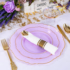 Liacere 350PCS Purple Plastic Plates - Disposable Lavender Plates 50guest Plastic Dinnerware include 100Light purple Plates,50Pack Pre Rolled Napkins Silverware 50Cups for Wedding & Mothers Day