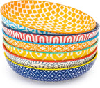 KitchenTour Pasta Bowls 26 Ounce, Porcelain Salad Bowls Serving Bowls Set of 6, 8 inch Ceramic Soup Bowls Dinner Bowls, Dishwasher and Microwave Safe, Assorted Colors