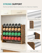 NESAPTO Spice Rack Organizer for Cabinet, Wooden 4 Tier Vertical Seasoning Organizers for Kitchen Pantry, Countertop/Wall Mount, Holds 24 Spice Jars (No Jars Included),12.2" W × 9.4" H