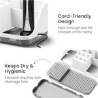 Boperzi Electric Toothbrush Holders with Cord Slots: Detachable Toothbrush and Toothpaste Holders, Large Tooth Brush Storage Caddy Set Drainage, Anti-Slip Bathroom Counter Organizer for Family, Kids