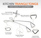 UPIT Kitchen Triangle Tongs for Cooking, Heavy Duty Stainless Steel Scissor-Shaped Serrated Serving Plier for Barbeque, Vegetable, Fruits, Food, Multipurposed, 12 inches