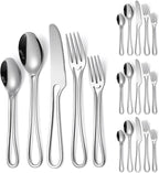 Silvery Flatware Set 4 Hollow Out Cutlery Stainless Steel Silverware 20 Pieces Forks Spoons and Knives Kitchen Utensils Hanging Handle Durable