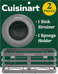 Cuisinart 2 Piece Sink Set – Sink Drain Strainer with Stainless Steel Rim & Silicone Mesh Base & Sponge Holder for Kitchen Sink, Metal Caddy with Triple Suction Cups, Daily Kitchen Essentials