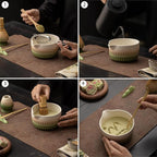 Matcha Whisk Set, 8 Pcs Ceramic Matcha Set Includes Bowl,Matcha Whisk (Chasen) and Holder, Sifter,Scoop and Spoon - Matcha Kit for Matcha Lovers,Gift for Family and Friend