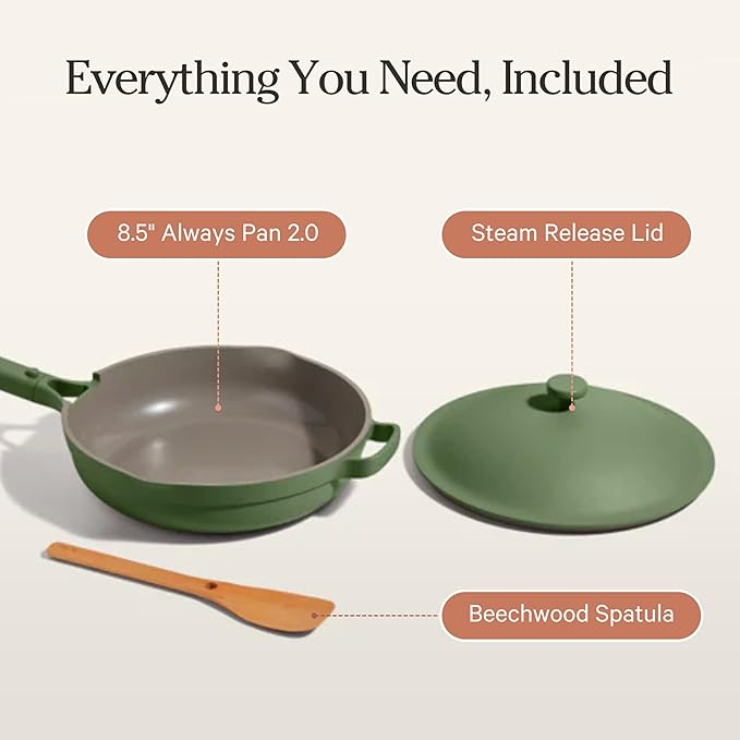 Our Place Mini Always Pan | 8.5" Ceramic Pan with Modular Lid & Beechwood Spatula | Patented 10-in-1 Nonstick, Non-Toxic Cookware Made Without PFAS | Induction & Oven-Safe up to 450°F | Sage