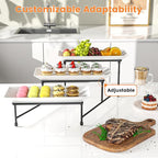 3 Tier Servings Tray for Party, 12"x6" Tiered Serving Platters with Steel Display Stand for Sevring Food,Cookies,Veggie, Dessert,Fruit, Black