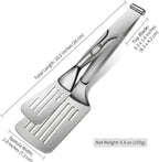 Durable 304 Stainless Steel Spatula Tongs, Rust-Proof 2-in-1 Cooking Tongs for High Heat, Solid One-Piece Design Food Turner, Professional Kitchen Essential
