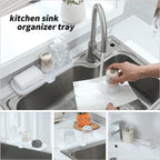 MicoYang Silicone Bathroom Soap Dishes with Drain Spout-Bathroom and Kitchen Sink Organizer,Sponge Holder,Dish Soap Tray,Perfect for Dispenser,Scrubber,Bottle,Cup on Sink or Counter-White 12"×4"