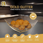 R-kay 6 Pack Gold Small Plastic Serving Bowls 8 oz - Gold Glitter Small Plastic Bowls for Parties, Premium For Weddings Catering And Birthday parties