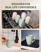 famiware Jupiter Coffee Mugs Set of 4, 14 OZ Coffee Mug, Microwave and Dishwasher Safe, Coffee Cups with Handle for Coffee, Tea, Cocoa, Milk, Light Green (Pack of 2)