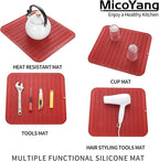 MicoYang Silicone Dish Drying Mat for Multiple Usage,Easy clean,Eco-friendly,Heat-resistant Silicone Mat for Kitchen Counter or Sink,Refrigerator or Drawer Liner Red XL 18 inches x 16 inches