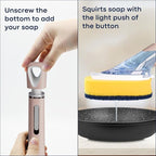 Dish Brush with Soap Dispenser Storage Set with 2 PCS Sponge Refills & Holder, Soap Dispensing Dish Brushes, Sponge with Soap Dispenser Handle, Dish Sponges with Handle for Dishes Pans Pots Sink